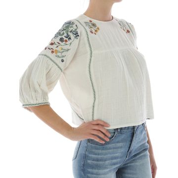 Camisas Embroidered S/S Peas - Papyrus