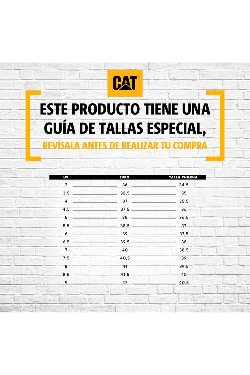 Guia de outlet tallas caterpillar mujer