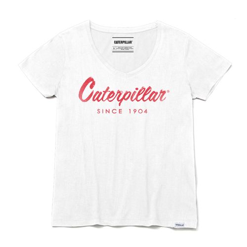 Camiseta Logo Scrip V-Neck Te-White-Bittersw Para Mujer