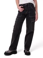 Pantalón Denim Relaxed Cargo Mujer-1777924895696