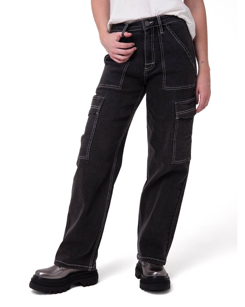 Pantalón Denim Relaxed Cargo Mujer-1777924895696
